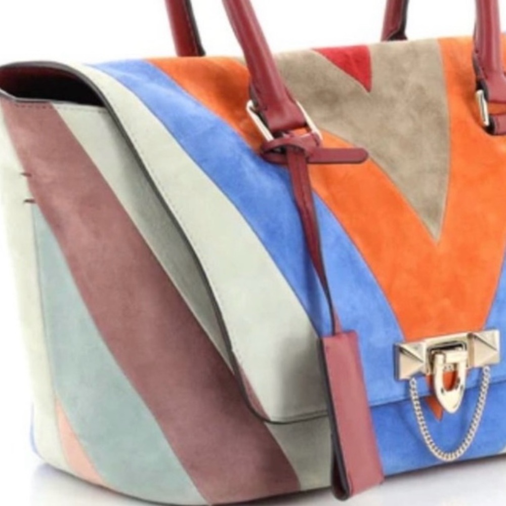 Valentino Multicolor Chevron leather Satchel - Picture 10 of 12